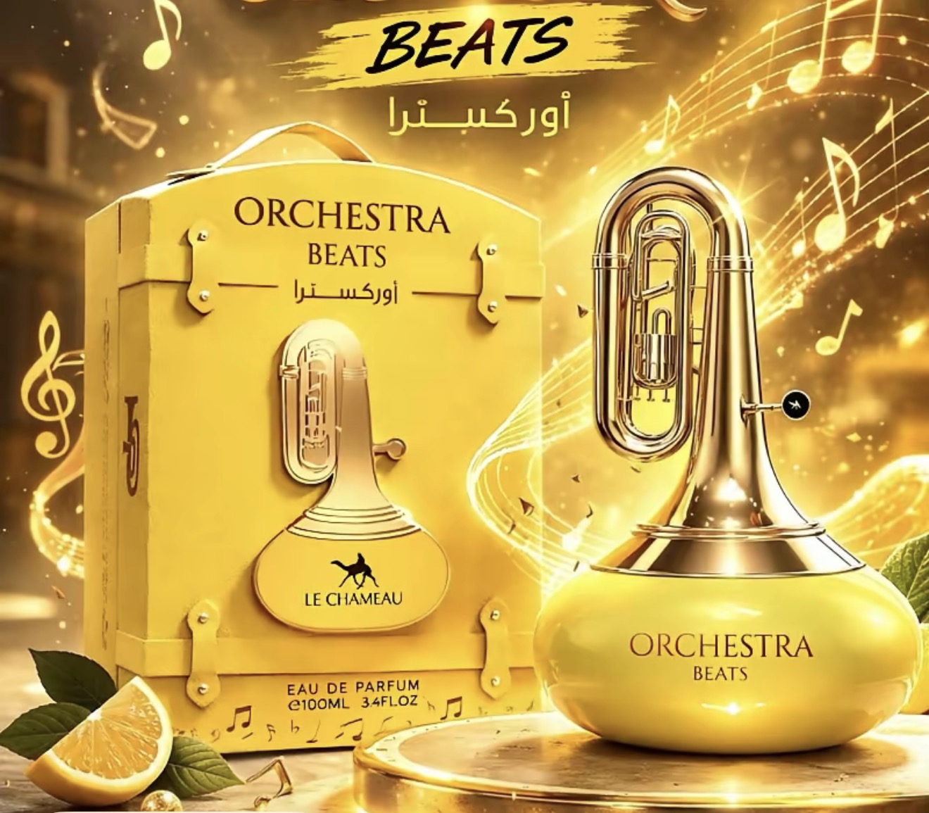 Emper Orchestra Beats Unisex 3.4 oz EDP Perfume in Elegant yellow Packaging